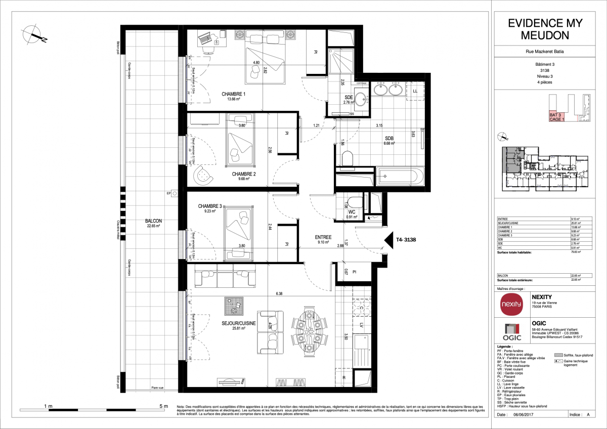 Vente Appartement  4 pièces - 79.83m² 92360 Meudon La Foret